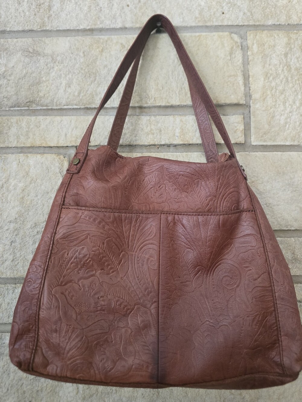 American Leather Co. Embossed Bag in Mauve Brown - Picture 3 of 6